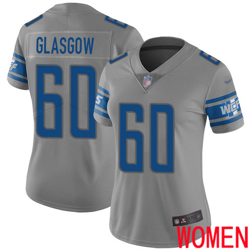 Detroit Lions Limited Gray Women Graham Glasgow Jersey NFL Football #60 Inverted Legend->women nfl jersey->Women Jersey